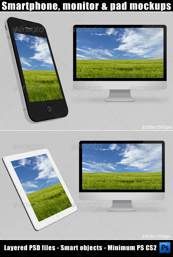 Smartphone, Monitor and Pad Mockups