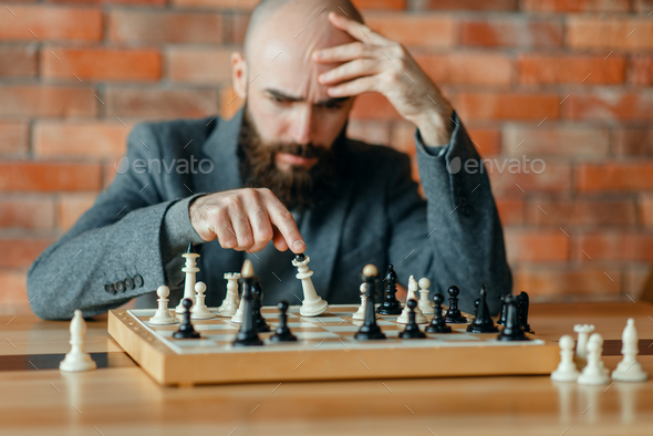 Chess player understood that he lost, checkmate - Stock Photo - Images