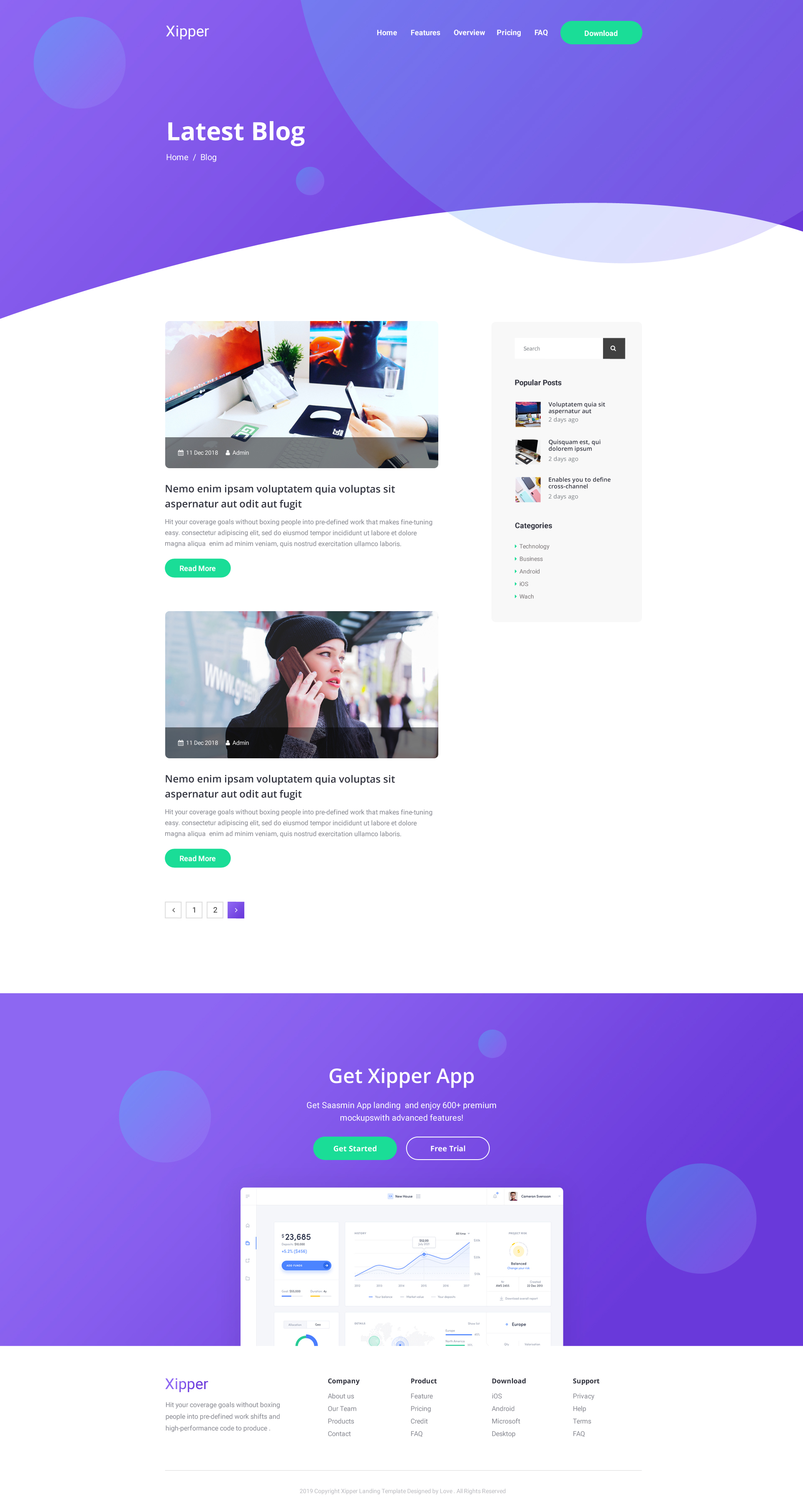 Xipper – PSD Landing Page Template for App & Saas Products by pixelcurve