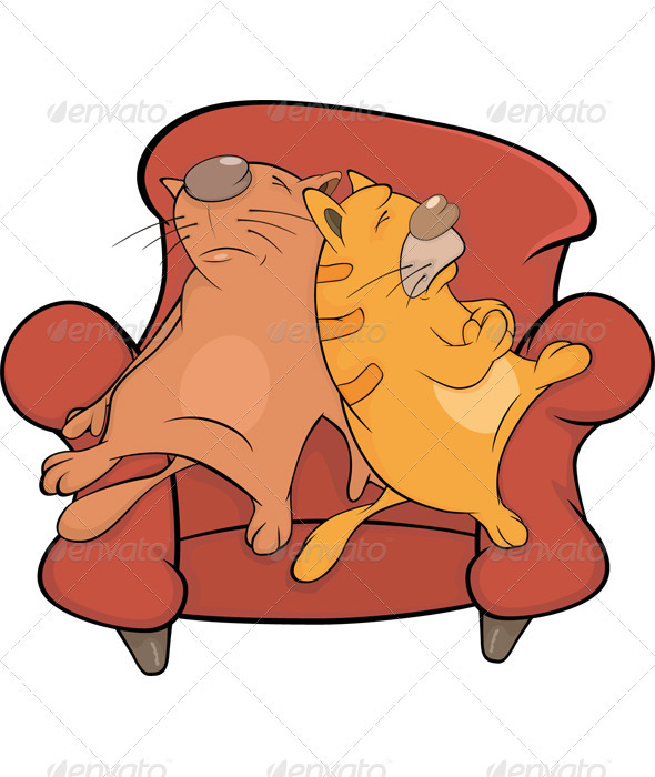 Cats On A Sofa Cartoon - Animals Characters