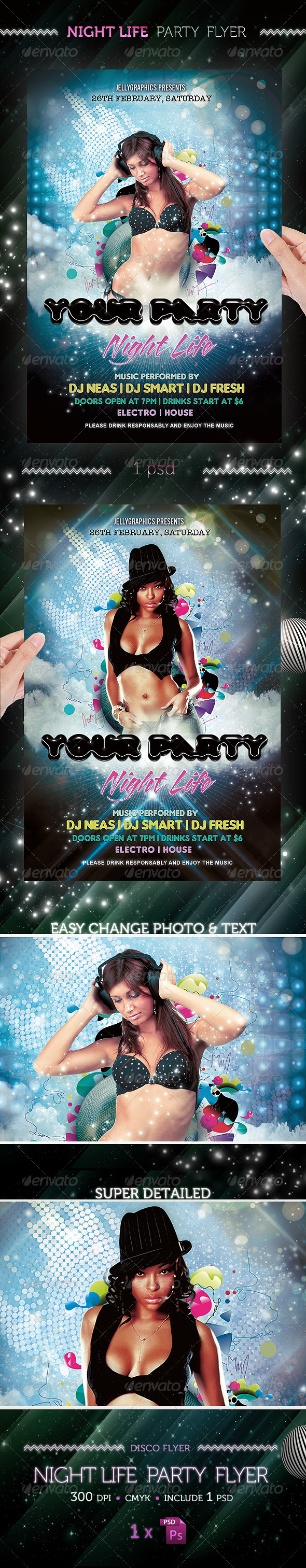 Nightlife Party Flyer Template - Clubs & Parties Events