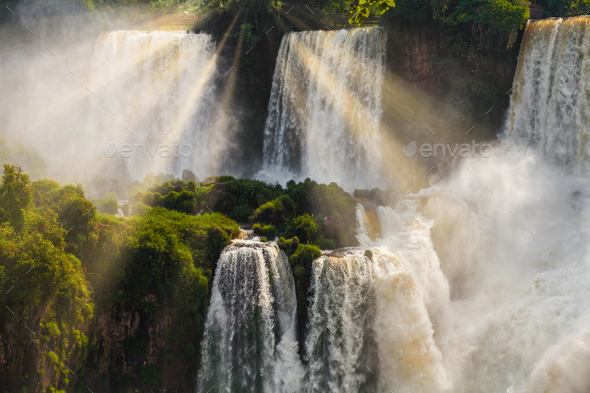 Iguazu Falls Cataratas del Iguazu are waterfalls of the Iguazu River - Stock Photo - Images