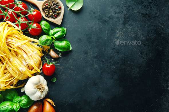 Italian food background on dark Stock Photo by kuban-kuban | PhotoDune