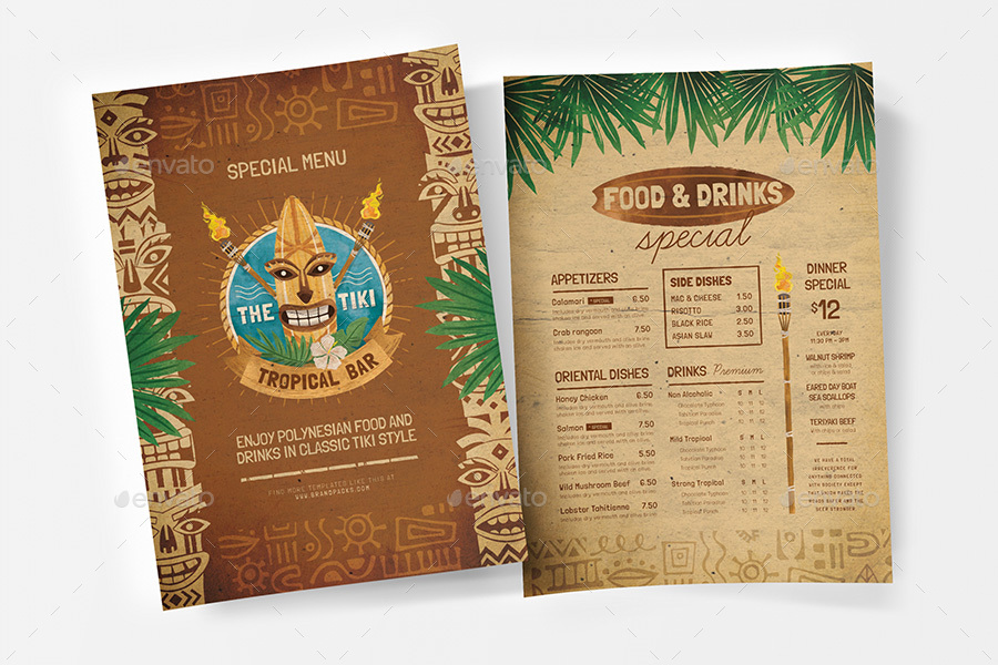 Tiki Bar Menu / Flyer, Print Templates GraphicRiver