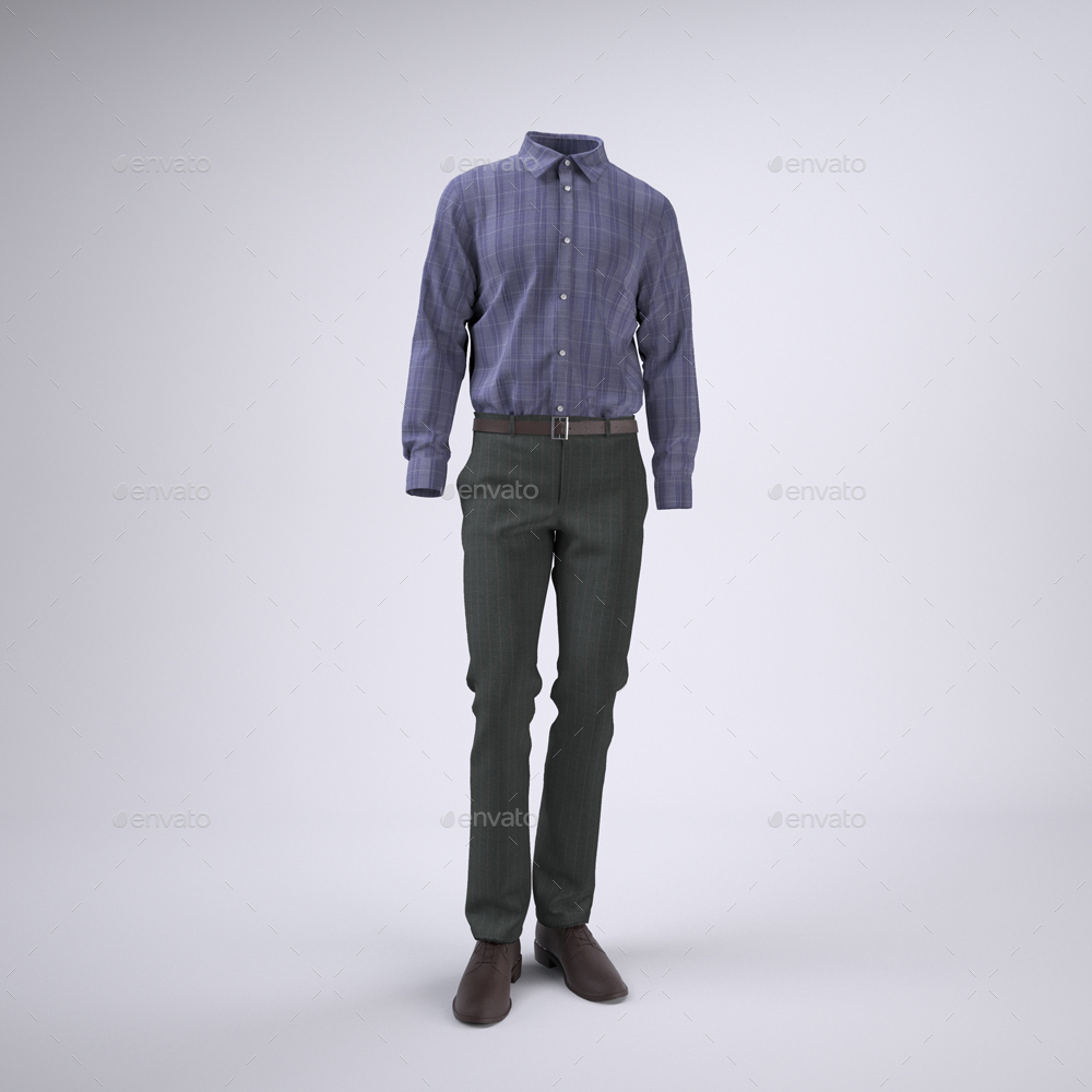 Men's Long Sleeve Dress Shirt Mock-Up, Graphics | GraphicRiver