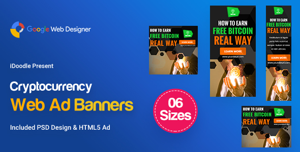 C77 - Cryptocurrency Banners HTML5 Ad (GWD & PSD)