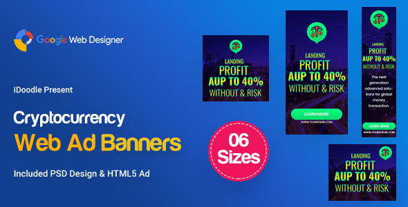 C78 - Cryptocurrency Banners HTML5 Ad (GWD & PSD)