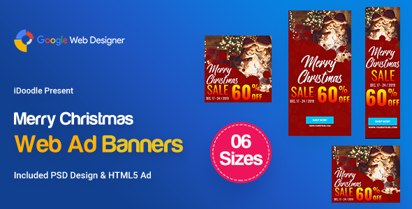 C84-Merry Christmas Banners HTML5 Ad (GWD & PSD)