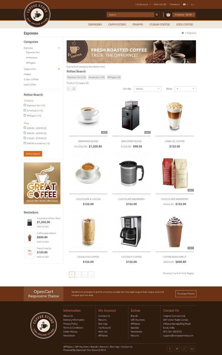 Coffee - Opencart Responsive Theme by TemplateMela | ThemeForest