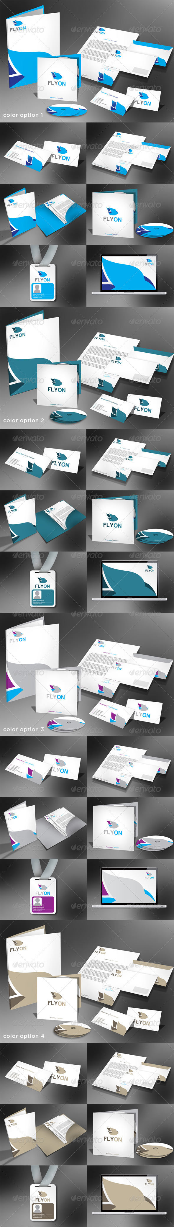 Flyon Corporate Identity Branding Package - Stationery Print Templates