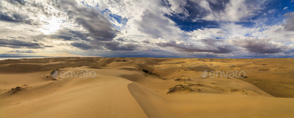 View of the Gobi desert and the beautiful sky. Mongolia