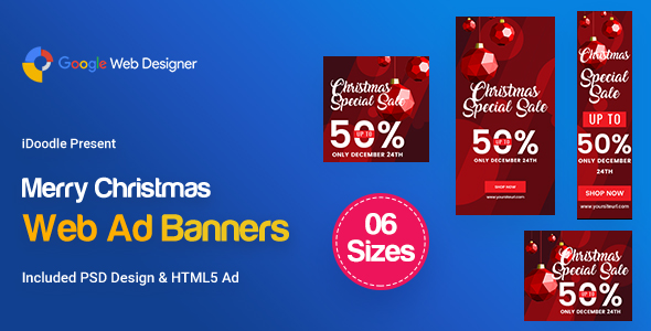 C86 - Merry Christmas Banners HTML5 (GWD & PSD)