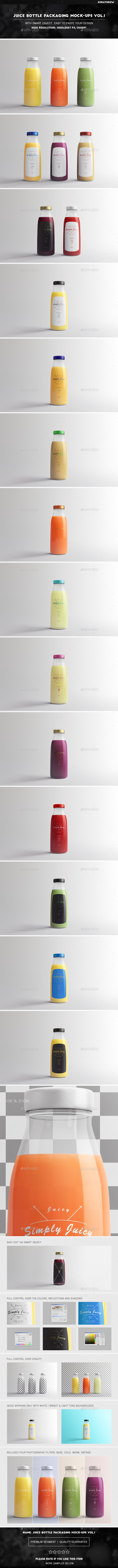 13 Juice & Smoothie Bottles PSD Mockups