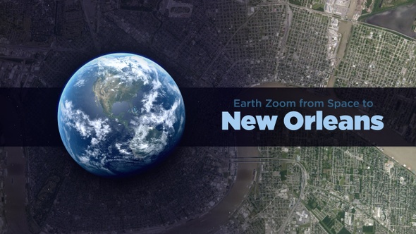 New Orleans (Louisiana, USA) Earth Zoom to the City from Space