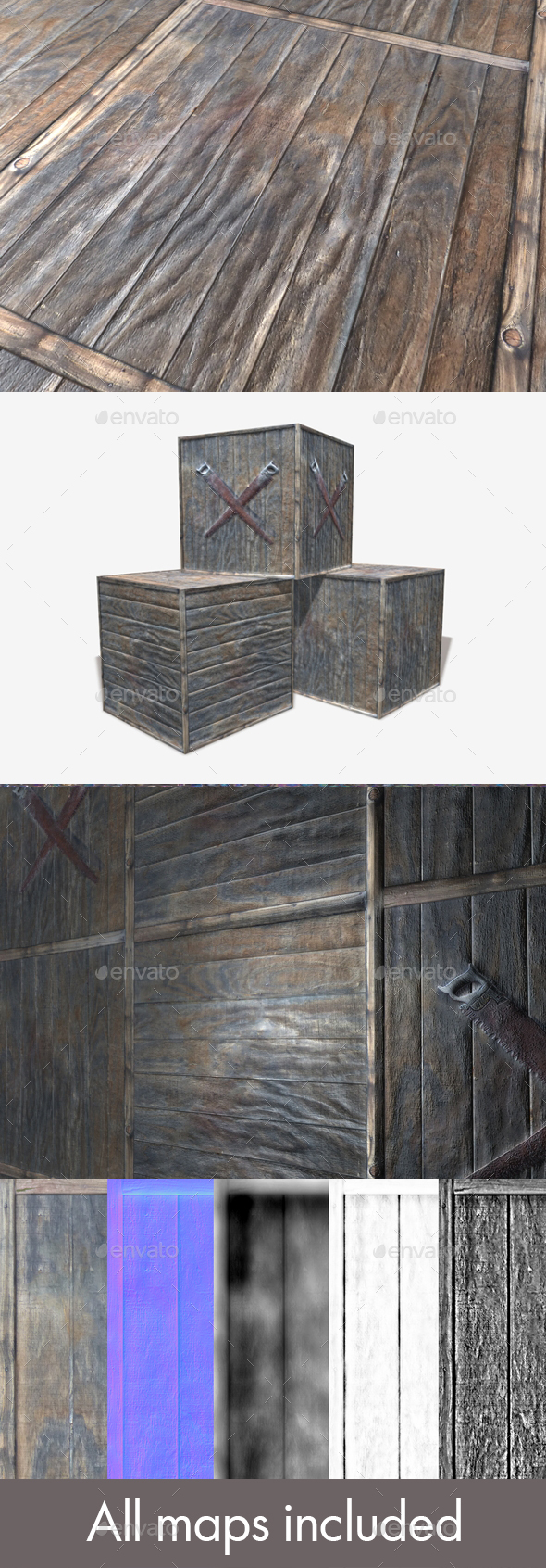 3 Wooden Crate - 3Docean 24053482