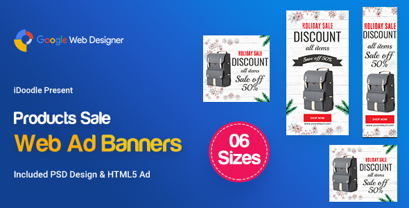 C101-Merry Christmas Banners HTML5 Ad (GWD & PSD)