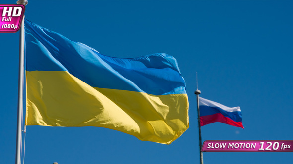 Flags Of Ukraine And Russia alt