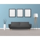 Vector Realistic Render Black Sofa