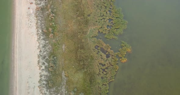 Aerial View of Tuzly Estuary National Nature Park Near By Black Sea Coast, Ukraine