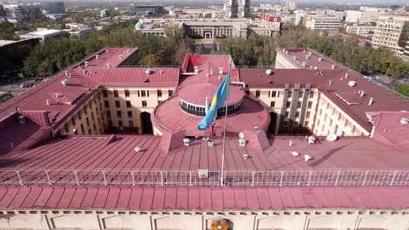 Turquoise Flag of the Republic of Kazakhstan alt