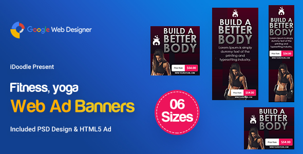 C109 - Yoga & Fitness Banners HTML5 - GWD & PSD