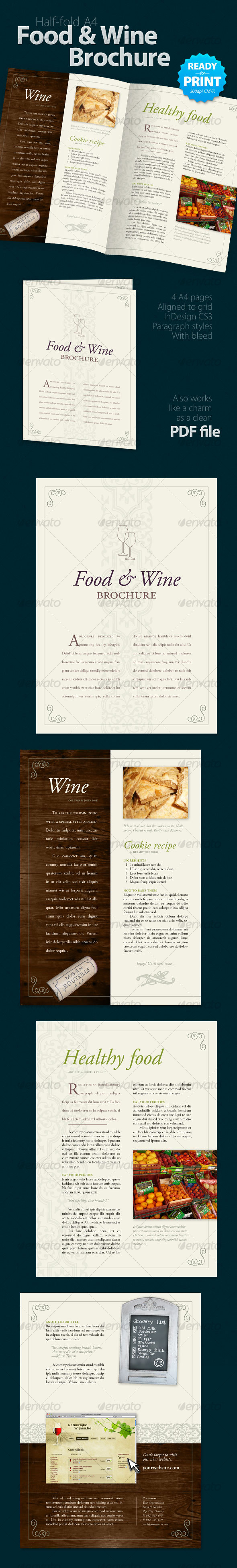 Food & Wine Brochure (4 Pages) - Food Menus Print Templates