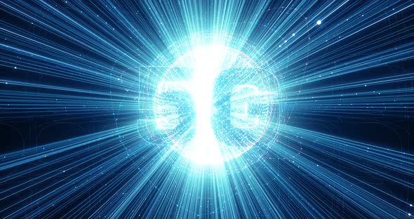 High-Speed Fiber data transfer 5G 4G bits internet  AI network technology information fast world alt