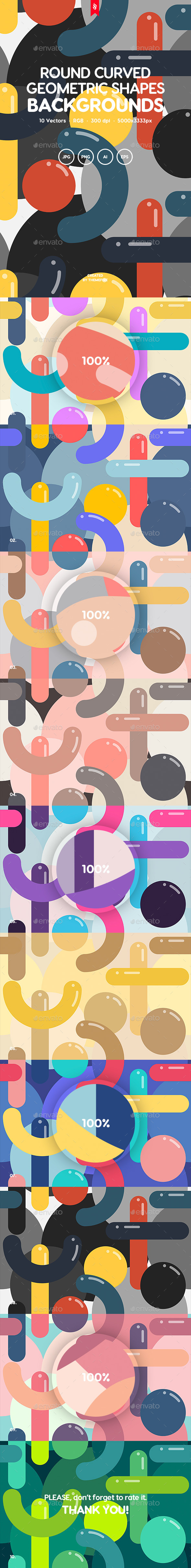 Round Curve Shapes Seamless Patterns