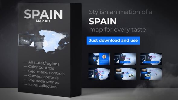 Spain Animated Map - VideoHive 24089123