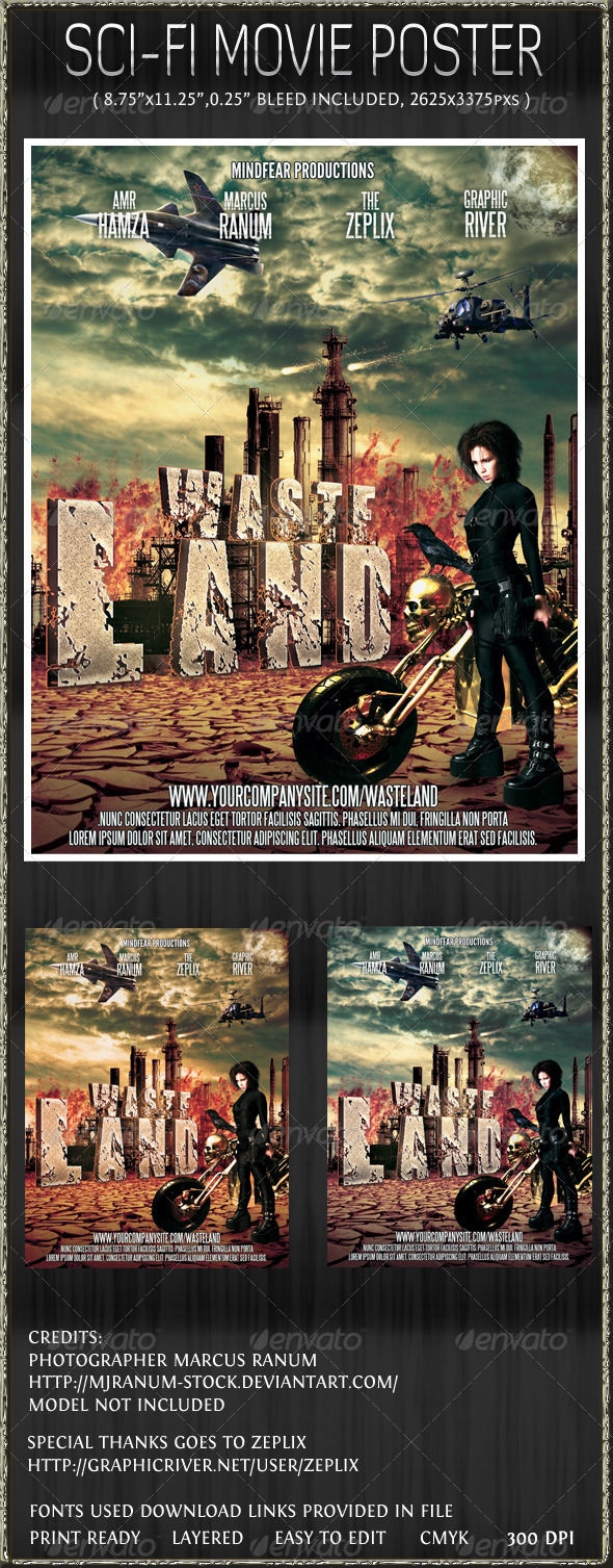 WasteLand action sci-fi poster template - Miscellaneous Print Templates