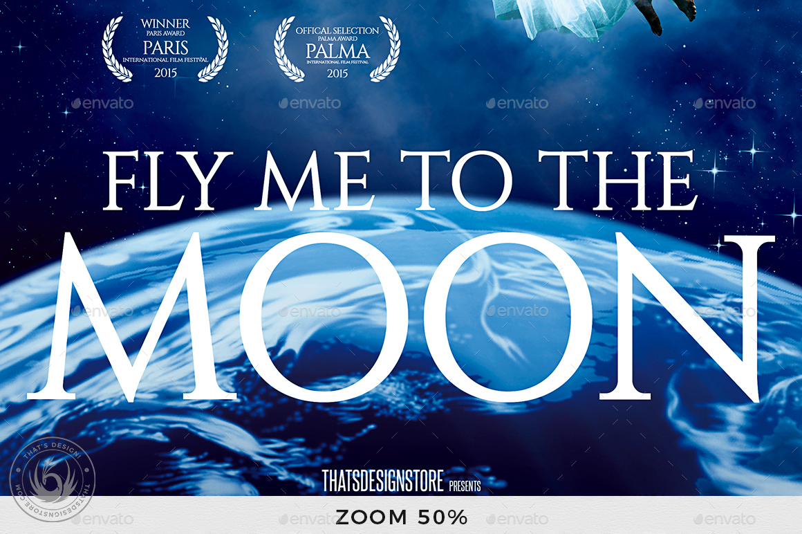 Fly Me to the Moon Movie Poster Template by lou606 GraphicRiver