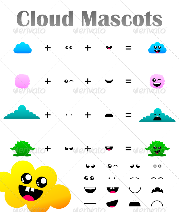 Cloud Mascots - Monsters Characters