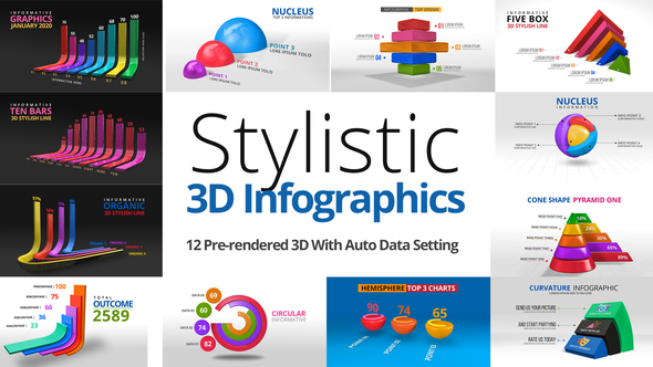 Stylistic 3D Infographics - VideoHive 24099217