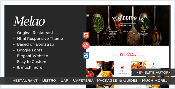 Bar, Bistro, Cafeteria, Bakery, Restaurant, Tavern, Inn | Melao Responsive Theme