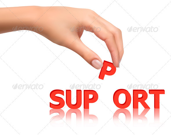 Hand with word Support. Business concept. - Concepts Business