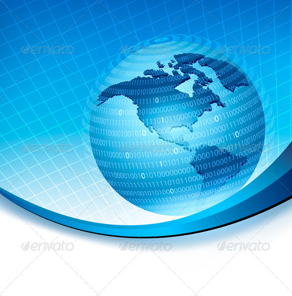 Globe trapped in a sphere made of binary code. - Backgrounds Decorative