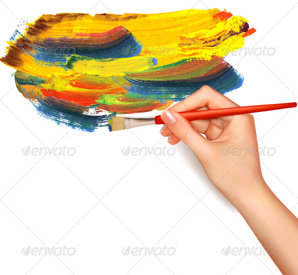 Abstract color background with hand - Borders Decorative