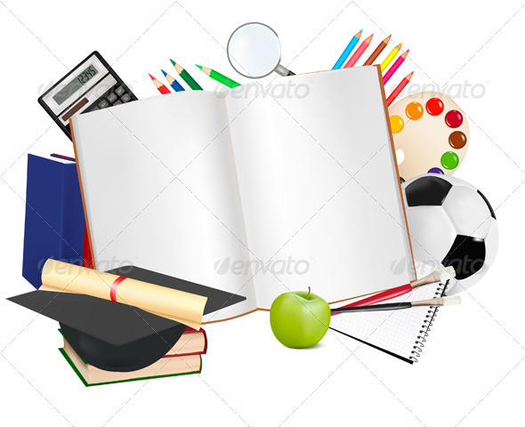 School notebook with supplies. - Backgrounds Business