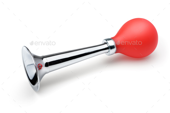 Air bicycle horn isolated on a white background Stock Photo by chones