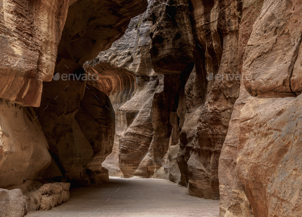 The Siq in Petra, Jordan - Stock Photo - Images