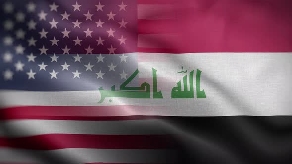 USA Iraq Flag Loop Background 4K