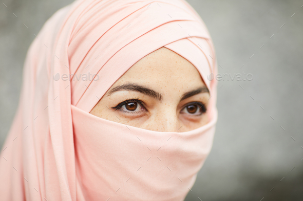 Muslim Girl With Brown Eyes Stock Photo By Seventyfourimages