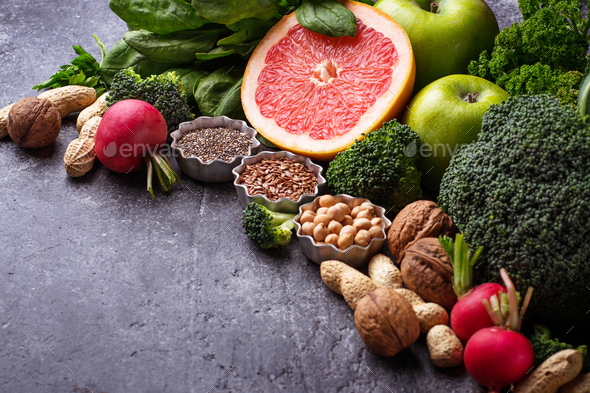 Vegetables, fruits, seeds and nuts Stock Photo by furmanphoto | PhotoDune
