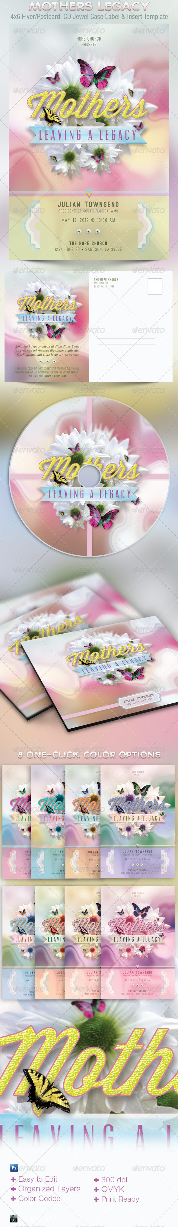 Mothers Legacy Church Flyer Postcard CD Template - Church Flyers
