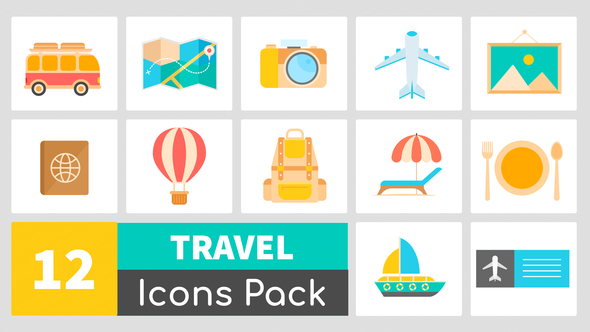 Animated Travel Icons - VideoHive 24176803
