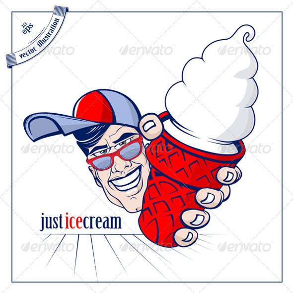 Cartoon Boy With Ice Cream 