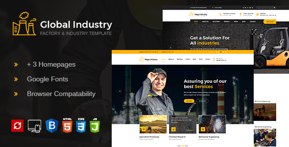 Exceptional Global Industry- Factory & Industry HTML Template