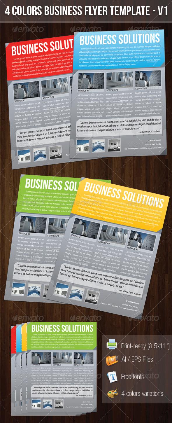 4 Colors Business Flyer Template V1 - Corporate Flyers