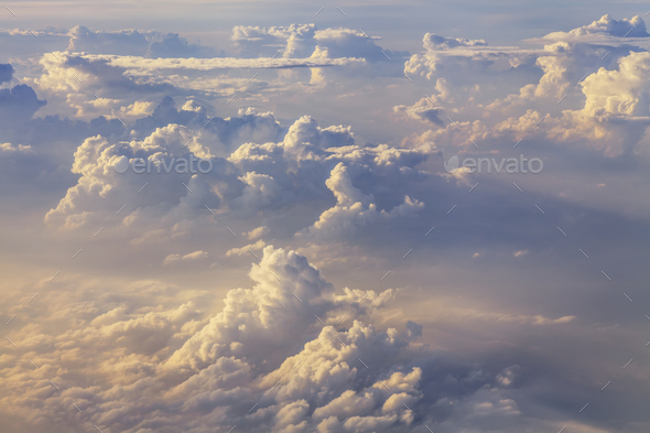 Sky and clouds. Plane view from the window - Stock Photo - Images