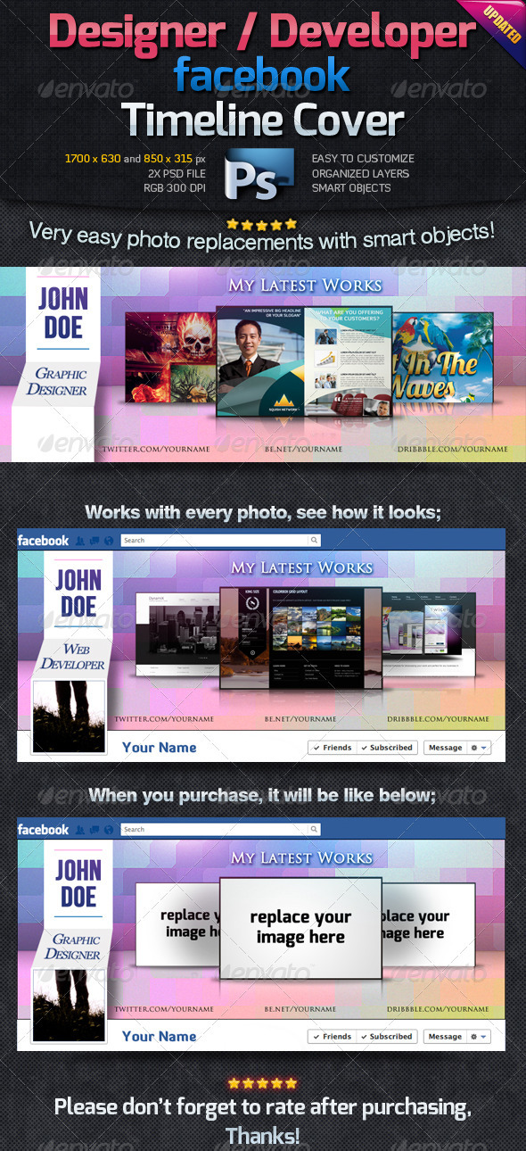Designer / Developer Facebook Timeline Cover - Facebook Timeline Covers Social Media